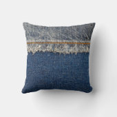 オレンジステッチ、ダブルデニムパッチ。 クッション (裏面)