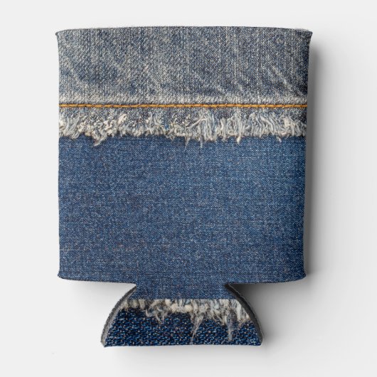 オレンジステッチ、ダブルデニムパッチ。 缶クーラー (正面)