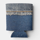 オレンジステッチ、ダブルデニムパッチ。 缶クーラー (裏面)