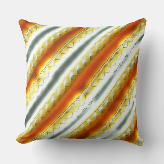 オレンジストライプとグレーの言語特有の抽象芸術 クッション (正面)