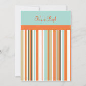 オレンジストライプのとブルーのベビーシャワーの招待 招待状 (裏面)