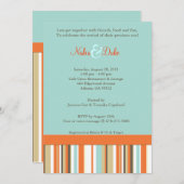 オレンジストライプのとブルーのベビーシャワーの招待 招待状 (正面/裏面)