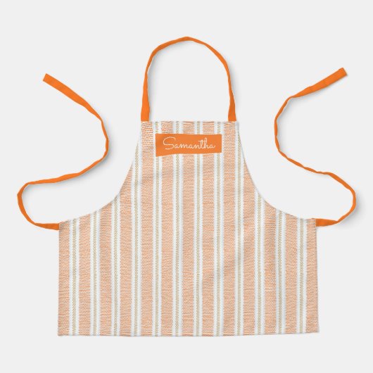 オレンジストライプの名前をカスタムするエプロン エプロン (正面)