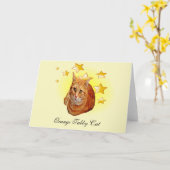 オレンジストライプの色のタビー・キャットがスター カード (黄色い花)