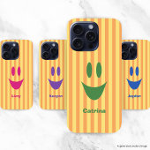 オレンジストライプの遊び心スマイル iPhoneケース