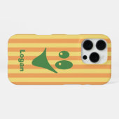 オレンジストライプグリーン変なスマイル iPhoneケース (裏面横)