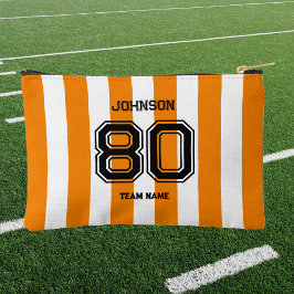オレンジストライプスポーツチーム名前をカスタムするナンバーチーム アクセサリーポーチ