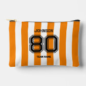 オレンジストライプスポーツチーム名前をカスタムするナンバーチーム アクセサリーポーチ (正面)