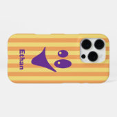 オレンジストライプパープルキモかわいいスマイル iPhoneケース (裏面横)