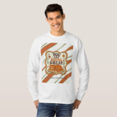 オレンジストライプ猫カレッジTシャツ 名前入れ可能 Tシャツ (正面フル)