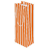 オレンジストライプ色のパタパーソナライズされたーン ワインギフトバッグ (裏面アングル)