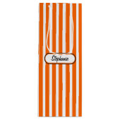 オレンジストライプ色のパタパーソナライズされたーン ワインギフトバッグ (正面)