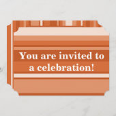 オレンジストライプ色の招待 招待状 (正面/裏面)