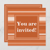 オレンジストライプ色の招待 招待状 (正面/裏面)