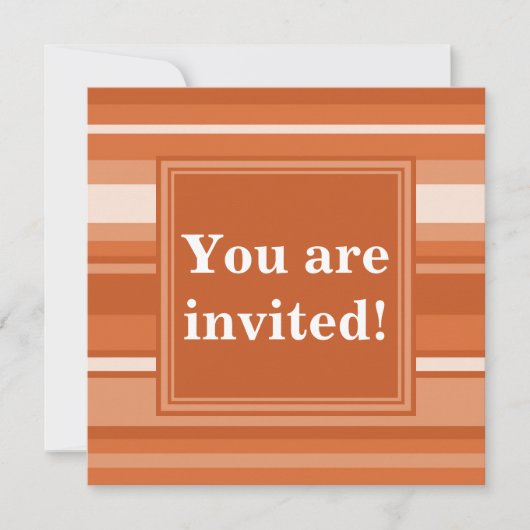オレンジストライプ色の招待 招待状 (正面)