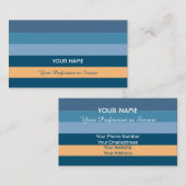 オレンジストライプ色の水平青い色 名刺 (正面/裏面)