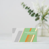 オレンジストライプ色の緑の灰色の抽象芸術 名刺 (スタンド正面)