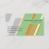 オレンジストライプ色の緑の灰色の抽象芸術 名刺 (裏面)