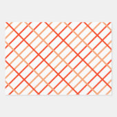 オレンジストライプ色の赤いパターンの水色 ラッピングペーパーシート (正面3)