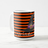 オレンジストライプ色の魔女の醸造 コーヒーマグカップ (正面左)