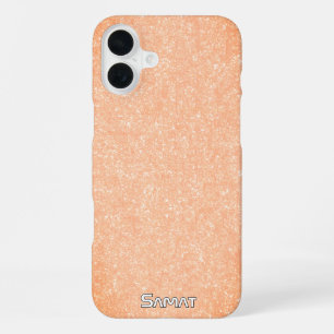 オレンジストーン質感 オリジナル文字入り iPhone 16 PLUSケース