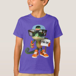 オレンジスニーカーのカメレオン Tシャツ