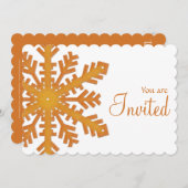 オレンジスノーフレークウィンターディナーパーティの招待状1 招待状 (正面/裏面)