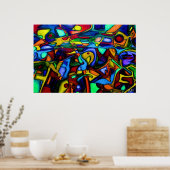 オレンジスパイクの馬のスカル絵画。 ポスター (キッチン)