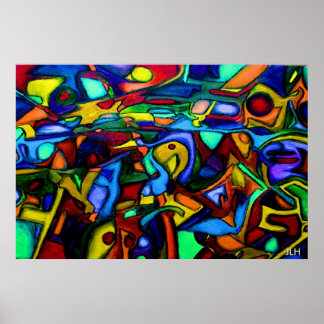 オレンジスパイクの馬のスカル絵画。 ポスター