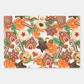 オレンジスパイスクリスマスクッキーとキャンディ ラッピングペーパーシート (正面)