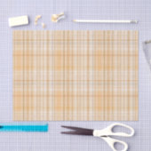 オレンジスパイスタータンチェック格子模様プリント 薄葉紙 (クラフト)