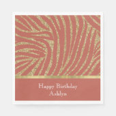 オレンジスパイス金ゴールドグリッターゼブラ誕生日 スタンダードランチョンナプキン (正面)