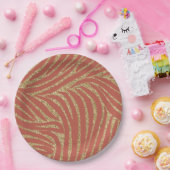 オレンジスパイス金ゴールドグリッターゼブラ誕生日 ペーパープレート (パーティー)