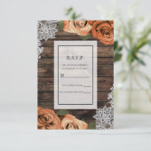オレンジスパイス ローズ ラスティック ウッド レース RSVP 返信 招待状 (スタンド正面)