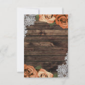 オレンジスパイス ローズ ラスティック ウッド レース RSVP 返信 招待状 (裏面)