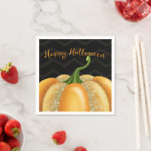 オレンジスパークルパンプキンハロウィーン誕生日パーティー スタンダードカクテルナプキン (インサイチュ)