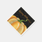 オレンジスパークルパンプキンハロウィーン誕生日パーティー スタンダードカクテルナプキン (角)