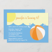 オレンジスプラッシュ誕生日プールパーティー 招待状 (正面/裏面)