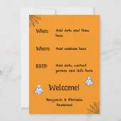 オレンジスポオクタキュラーハロウィーン幽霊パーティー 招待状 (裏面)