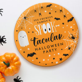 オレンジスポオクタキュラーハローウィンパーティ ペーパープレート