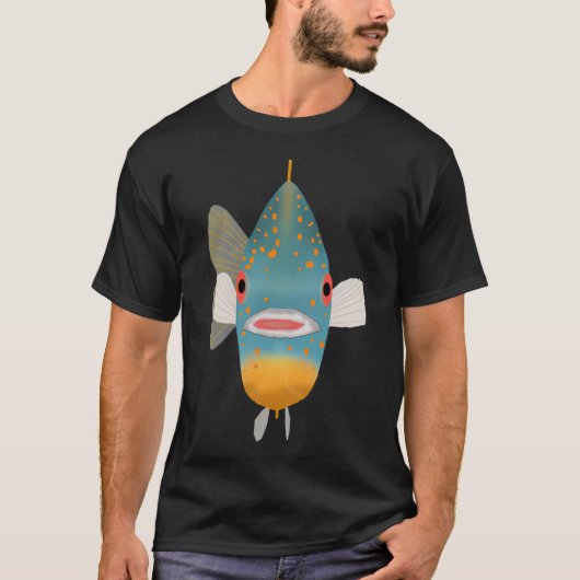 オレンジスポットサンフィッシュ - 魚の頭 Tシャツ (正面)