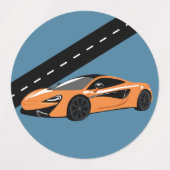 オレンジスポーツカーシール ラベル (デザイン2)