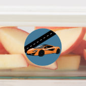 オレンジスポーツカーシール ラベル (貼付)