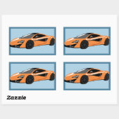 オレンジスポーツカー招待状 長方形シール (シート)