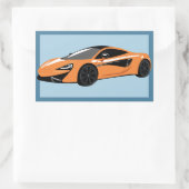 オレンジスポーツカー招待状 長方形シール (バッグ)