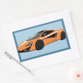 オレンジスポーツカー招待状 長方形シール (封筒)