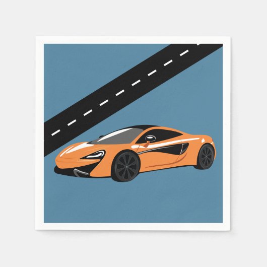 オレンジスポーツカー スタンダードカクテルナプキン (正面)