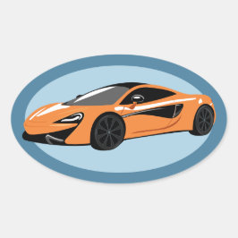 オレンジスポーツカー 楕円形シール