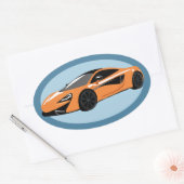 オレンジスポーツカー 楕円形シール (封筒)