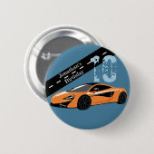 オレンジスポーツカー 缶バッジ (正面&裏面)